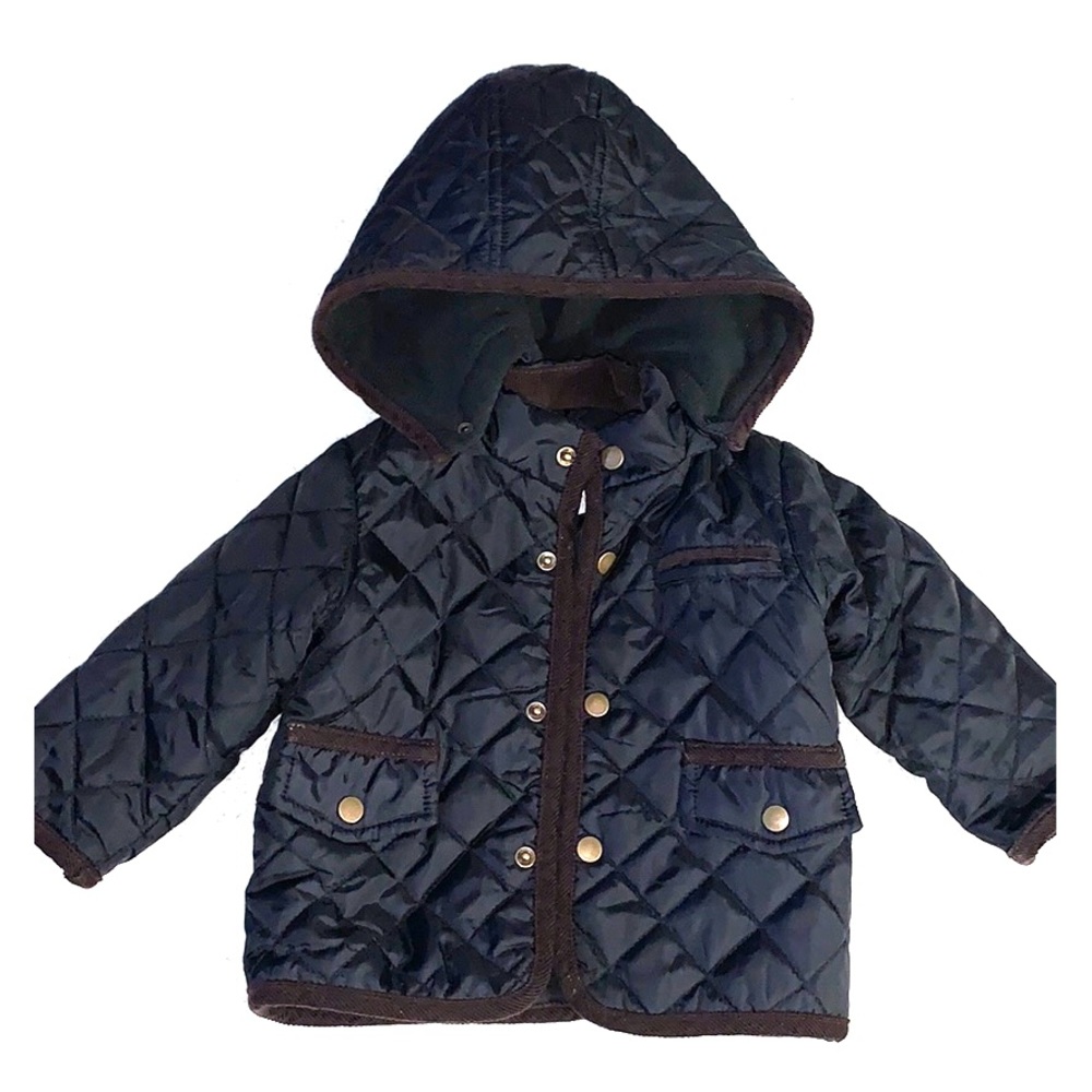 Black infant coat with removable hood